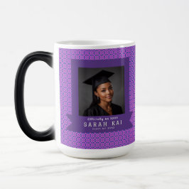Taza Mágica Patrón de cuadrado colorido Phd Grad