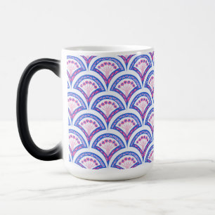 Taza Mágica patrón de damasco floral azul