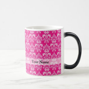 Taza Mágica Patrón de damasco rosa caliente