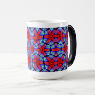 Taza Mágica Patrón de flores de tejidos rojos