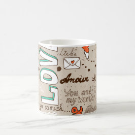 Taza Mágica Patrón de garabatos de citas de amor