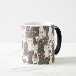 Taza Mágica Patrón de gatos blancos y grises