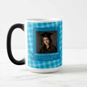 Taza Mágica Patrón de Gingham Único Graduado Universitario