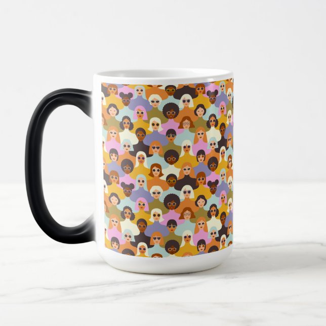 Taza Mágica Patrón de las mujeres retro del mundo (Izquierda)