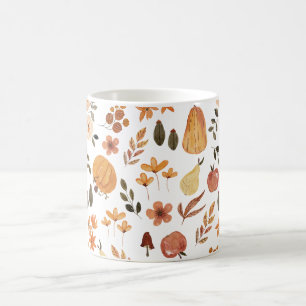 Taza Mágica Patrón de otoño en acuarela naranja verde envoltur