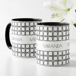 Taza Mágica Patrón de Rattan Moderno en Blanco y Negro Persona