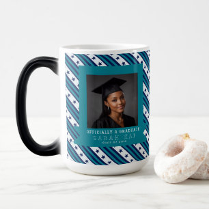 Taza Mágica Patrón de Raya Negrita Clase Graduada De