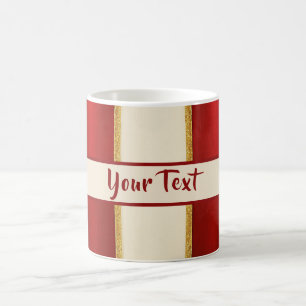 Taza Mágica Patrón de raya roja y dorada – Navidad moderna