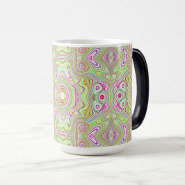 Taza Mágica Patrón de resumen trippy retro rosa y verde limón