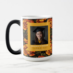 Taza Mágica Patrón de rosa de moda graduación universitaria
