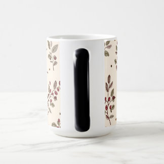 Taza Mágica Patrón delicado de follaje botánico en crema