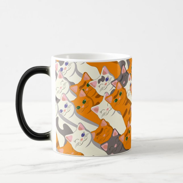 Taza Mágica Patrón diagonal del gato negro jengibre (Izquierda)