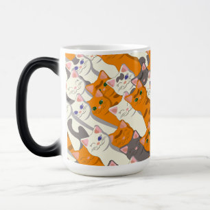 Taza Mágica Patrón diagonal del gato negro jengibre