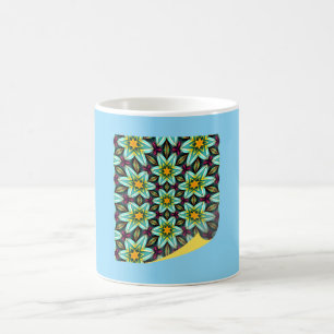 Taza Mágica Patrón floral de estrellas verdes