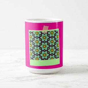 Taza Mágica Patrón floral de estrellas verdes