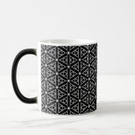 Taza Mágica Patrón geométrico blanco y plateado negro