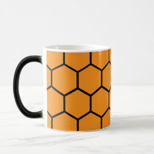 Taza Mágica Patrón geométrico de panal de abeja amarillo elega