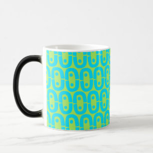 Taza Mágica Patrón geométrico de turquesa y verde lima