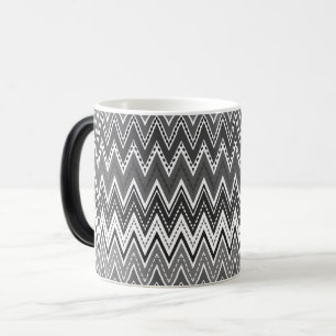 Taza Mágica Patrón geométrico de zigzag en blanco y negro