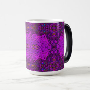 Taza Mágica Patrón Groovy Abstracto Magenta y Negro