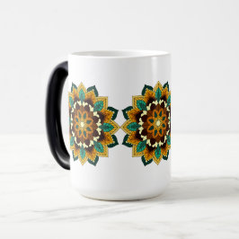 Taza Mágica Patrón Mandala 02 en amarillo y marrón