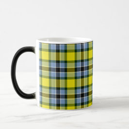 Taza Mágica Patrón moderno azul y amarillo Tartán