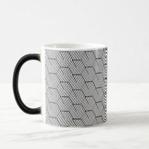 Taza Mágica Patrón negro línea cubo geometría simple