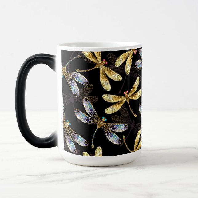 Taza Mágica Patrón sin foco con Dragonflies dorados (Izquierda)