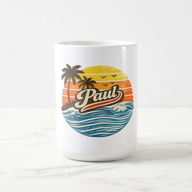 Taza Mágica Paul Retro Sunset Name Design (Centro)