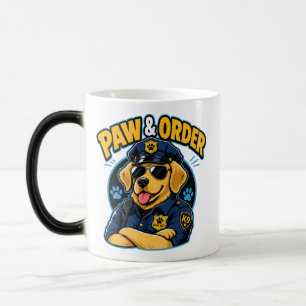 Taza Mágica Paw & Order Perro Policía PNG, Sublimación Diverti