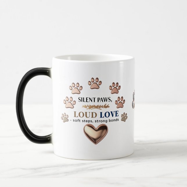 Taza Mágica Paws silenciosos, amor fuerte - Papel dorado Subió (Izquierda)