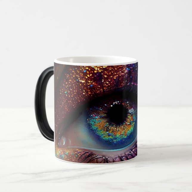 Taza Mágica Peacock Fantasy Bonito Purpurina Ojo cerrado (Anverso izquierdo)