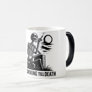 Taza Mágica Pegatina de esqueleto para fumar - Arte estético o