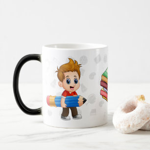 Taza Mágica Pequeño chico, libros   Volver a la escuela
