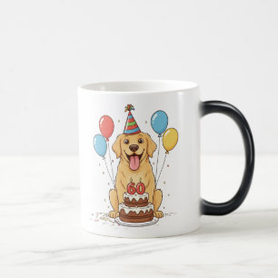 Taza Mágica Perro gracioso usando Gorra Fiesta por 60 años
