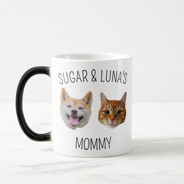 Taza Mágica Perro personalizado con cara de gato, regalo de pe (Izquierda)