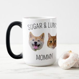 Taza Mágica Perro personalizado con cara de gato, regalo de pe