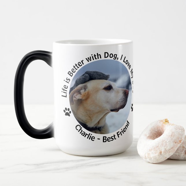 Taza Mágica Personalice su propia foto de Mascota de diseño de (Con donut)