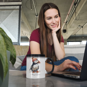 Taza Mágica personalizable Puffin de navidades