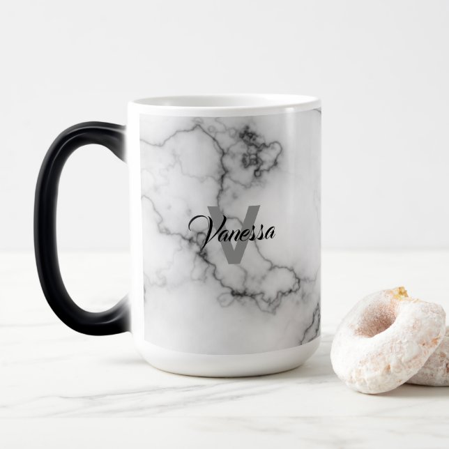 Taza Mágica Personalización del patrón de mármol (Con donut)