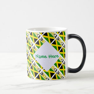 Taza Mágica Personalización verde de la bandera de Jamaica en