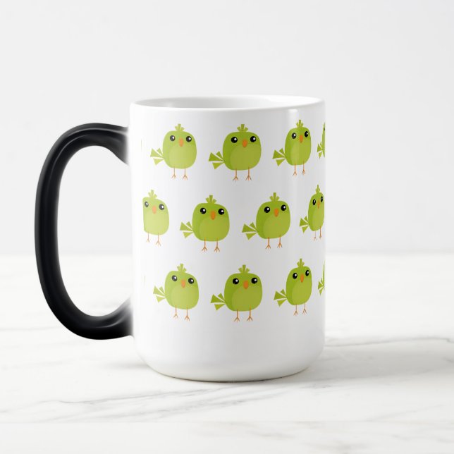 Taza Mágica Personalizado de pájaro verde (Izquierda)
