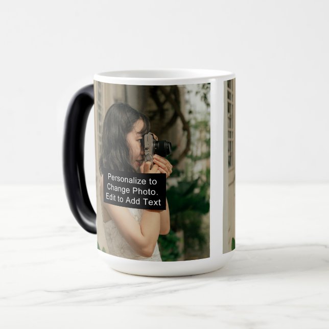 Taza Mágica Personalizado dos fotos dibujo eslogan 15 oz Morph (Anverso izquierdo)