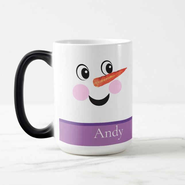 Taza Mágica Personalizado moderno y elegante Snowman se enfren (Izquierda)