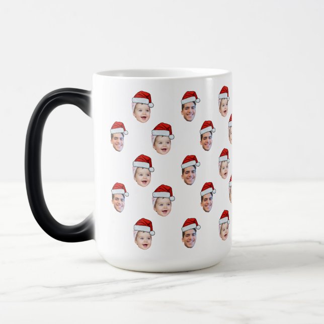 Taza Mágica Personalizado Santa Hat Face Navidades regalo 2 fo (Izquierda)