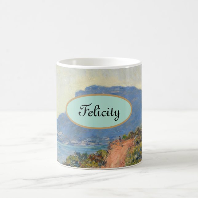 Taza Mágica Personalizado "Su Nombre" Claude Monet Mountain (Centro)