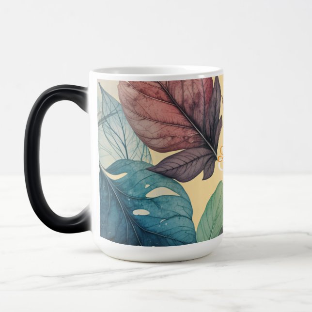 Taza Mágica Personalizar inicial y nombre El otoño deja la taz (Izquierda)