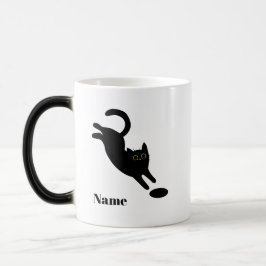 Taza Mágica Personalized Jumping Black Cat Name Mug
