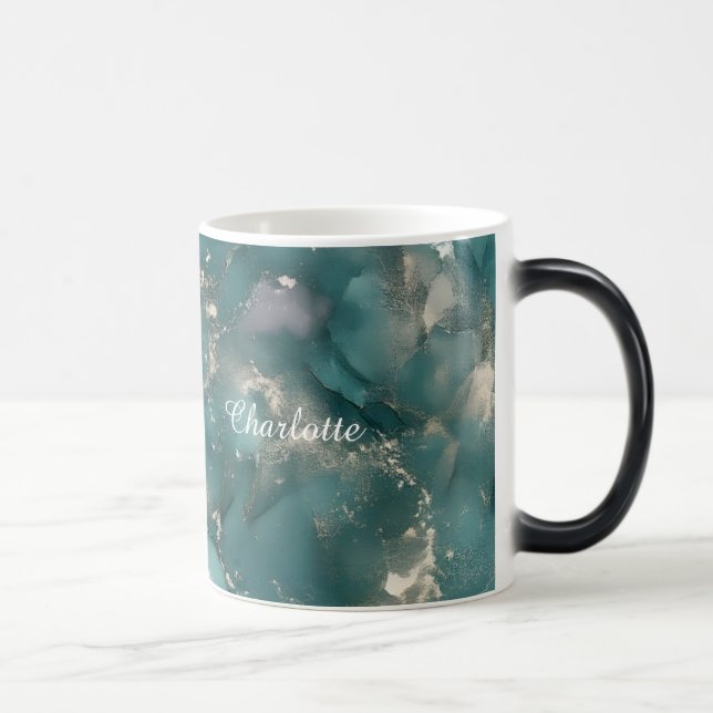 Taza Mágica Personalized Luxury Marble Pattern Custom Name  (Derecha)