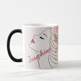 Taza Mágica Personalized Pink Rose Floral Hair Woman Elegant 